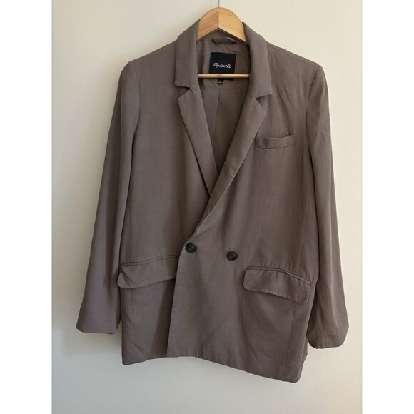 Madewell Drapeweave Caldwell Double Breasted Blazer Womens Size XL Brown - Picture 1 of 12